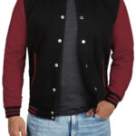 Mens Black and Maroon Varsity Jacket