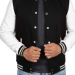 Mens Black and White casual Varsity Jacket