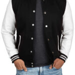 Mens Black White Varsity Jacket