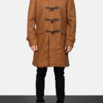 Mens brown Hooded Coat Duffle