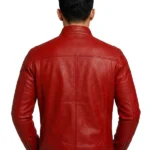 Mens Red Elegant Leather Jacket Classic Casual