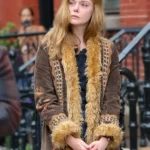 A-Complete-Unknown-Elle-Fanning-Brown-Suede-Jacket