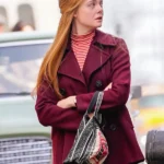 A-Complete-Unknown-Sylvie-Russo-Maroon-Double-Breasted-Coat.