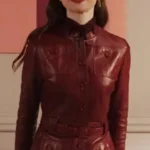 Lily-Collins-Emily-in-Paris-S04-Burgundy-Leather-Jacket