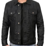 Mens-Black-Lambskin-Trucker-Jacket.