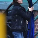 Michelle-Keegan-Fool-Me-Once-Black-Shearling-Leather-Jacket-Back