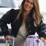 Selling-Sunset-Chrishell-Stause-Black-Cropped-Varsity-Full-Snap-Leather-Jacket