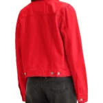 Women-Casual-Style-Red-Trucker-Jacket-Back