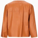 Women-Tan-Collarless-Jacket.