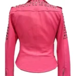 Womens-Pink-Biker-Golden-Studded-Jacket.