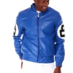 8 Ball Blue Hooded Leather Jacket