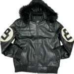 8 Ball David Puddy Black Bomber Leather Jacket