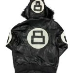 8 Ball David Puddy Black Bomber Leather Jacket Back