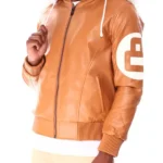 8 Ball Light-Brown Bomber Leather Jacket