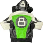 8 Ball Lime Jacket with Fur Hood Back