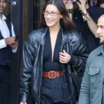 Bella Hadid Paris Fashion Week Black Jacket