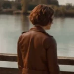 Falling Together 2024 Natalie Calder Brown Leather Jacket Back