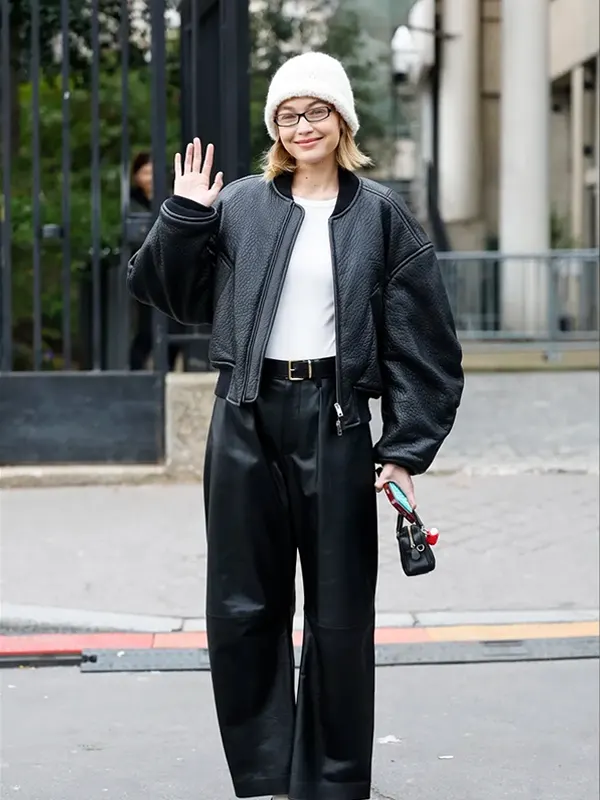 Gigi Hadid Bomber Leather Jacket