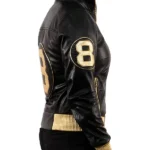 Handmade 8 Ball David Puddy Inspired Black and Golden Bomber Leather Jacket