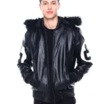 Mens Black 8 Ball Real Hooded Jacket