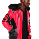 Mens Black Red 8 Ball Hooded Jacket