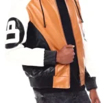 Mens Timber 8 Ball Hooded Leather Jacket