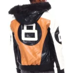 Mens Timber 8 Ball Hooded Leather Jacket Back
