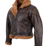 Nicolas Cage Shearling Winter Flying Fur Collar Jacket