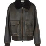 Rosie Huntington-Whiteley Black Bomber Leather Jacket