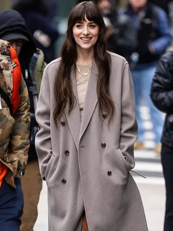Verity Dakota Johnson Gray Coat