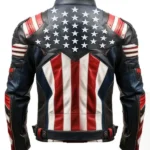 Mens American Flag Genuine Leather Jacket Back