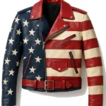 Men’s American Flag Leather Biker Jacket