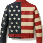 Men’s American Flag Leather Biker Jacket Back