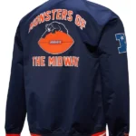 Men's Chicago Bears Mitchell & Ness Navy Double Down Satin Full-Snap Jacket Back