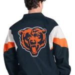 Men's Chicago Bears Starter Navy Yard Line Full-Zip Jacket Back