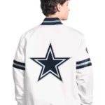 Men's Dallas Cowboys G-III Sports by Carl Banks White Scout Full-Snap Varsity Jacket Back