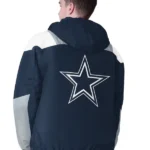 Men's Dallas Cowboys Starter Navy Half-Zip Pullover Hoodie Jacket Back