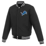 Men's Detroit Lions JH Design Reversible Fleece Full-Snap Jacket with Faux Leather Sleeves