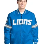Men's Detroit Lions Starter Blue Scout Full-Snap Varsity Jacket