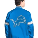 Men's Detroit Lions Starter Blue Scout Full-Snap Varsity Jacket Back