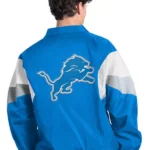 Men's Detroit Lions Starter Blue Yard Line Full-Zip Jacket Back