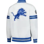 Men's Detroit Lions Starter White Scout Full-Snap Varsity Jacket Back