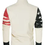 Men's Faux American Flag Leather Jacket Back