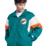 Men's Miami Dolphins Starter Aqua Yard Line Vintage Logo Full-Zip Jacket