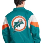 Men's Miami Dolphins Starter Aqua Yard Line Vintage Logo Full-Zip Jacket Back
