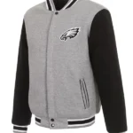 Men's Philadelphia Eagles JH Design Gray and Black Reversible Fleece Full-Snap Jacket