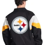 Men's Pittsburgh Steelers Starter Black Yard Line Full-Zip Jacket Back