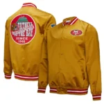 Men's San Francisco 49ers Mitchell & Ness Gold Double Down Satin Jacket