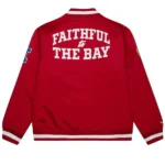 Men's San Francisco 49ers Mitchell & Ness Scarlet Heavyweight Satin Full-Zip Jacket Back