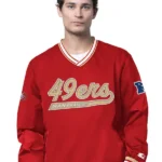 Men's San Francisco 49ers OVO x Starter Scarlet Trainer V-Neck Pullover Jacket